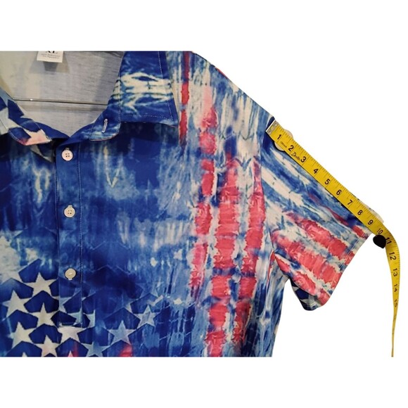 Patriotic Stars Four Button Shirt Size XLarge Short Sleeve Flag USA - Picture 7 of 9
